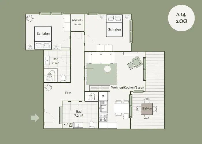 Apartment A14 Familienapartment Mit 2 Bädern&balkon Im Pine Hill Zirchow